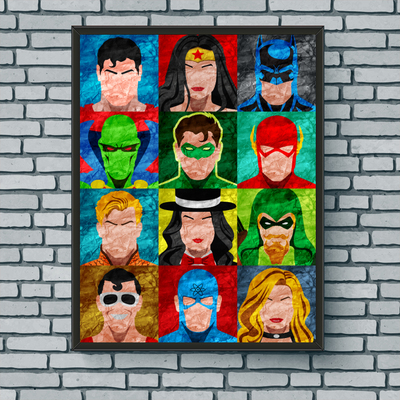 Collage art print - justice league