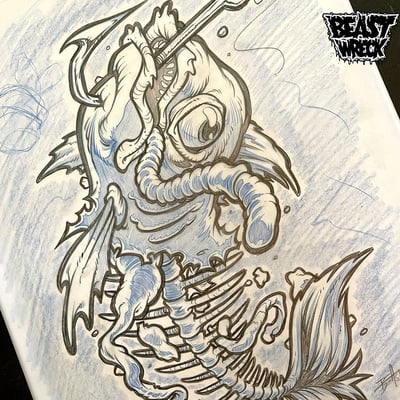 Dead fish pencil art - Thumbnail 4