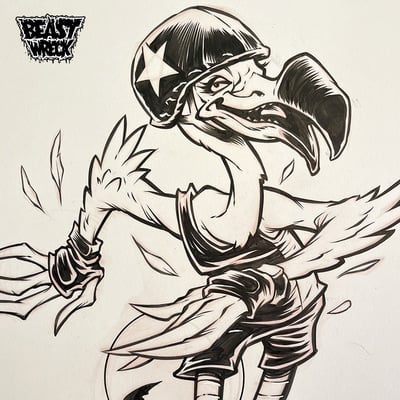 Roller derby flamingo ink artwork - Thumbnail 4