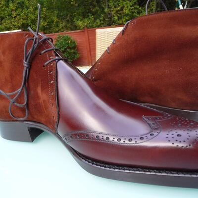 Handmade men genuine suede leather chukka boot - Thumbnail 3