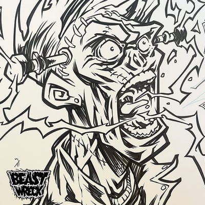 Electric frankenstein pencil or ink art - Thumbnail 4