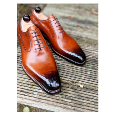 Handmade men genuine leather oxford lace up dress shoes - Thumbnail 2