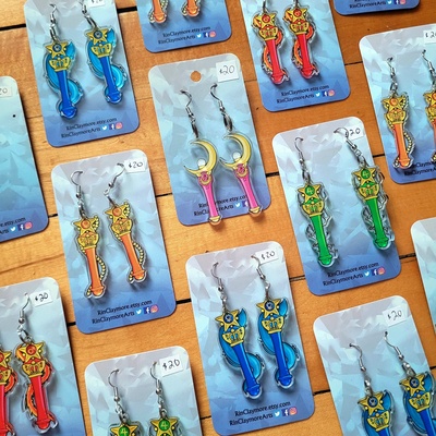 Sailor senshi scouts 1" wand earrings