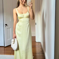 Spaghetti Straps A Line Floor Length Prom Dresses - Thumbnail 2
