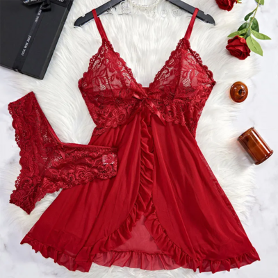 V Neck Sexy Lace Lingerie  Set 