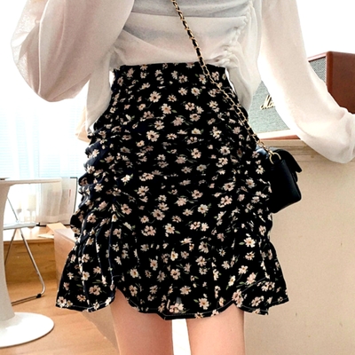 Stunning floral glamor ruffle layered mini a-line dress cute rave awesome