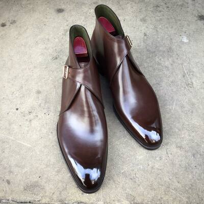 Handmade men brown leather classic jodhpur boot