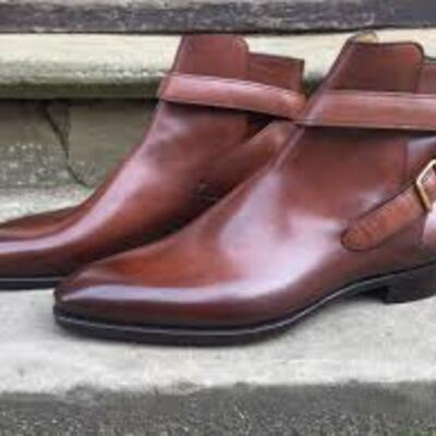 Handmade brown patina leather classic jodhpur dress boot for men 
