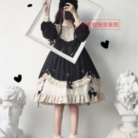 Kawaii Girl Gothic High Waist Lace and Bow Black Dress - Thumbnail 2