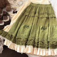 Mori Girl Style Lace Midi Skirt - Thumbnail 1