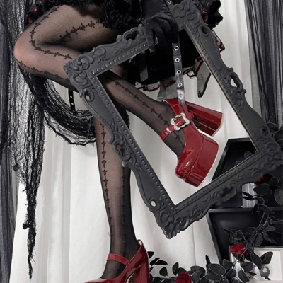 Gothic punk buckle high heels shoes