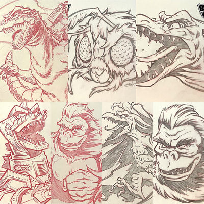 Various godzilla stickers pencil art - Thumbnail 5