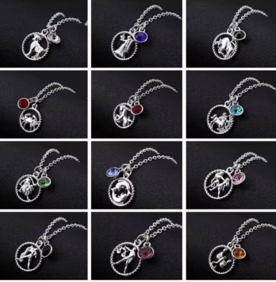 zodiac and birthstone pendant