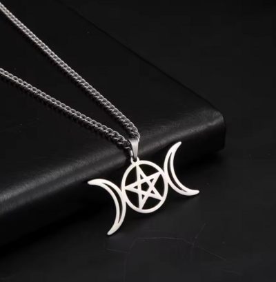 triple moon pentacle necklace 