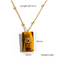 square stone pendant necklace - Thumbnail 4