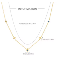 sliver and blue stars necklace - Thumbnail 1