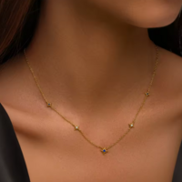 sliver and blue stars necklace - Thumbnail 2