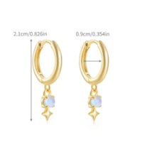 Opal Drop Hoop Earrings - Thumbnail 1