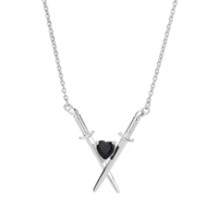 Sword and Heart Pendant Necklace (sliver/gold) - Thumbnail 3