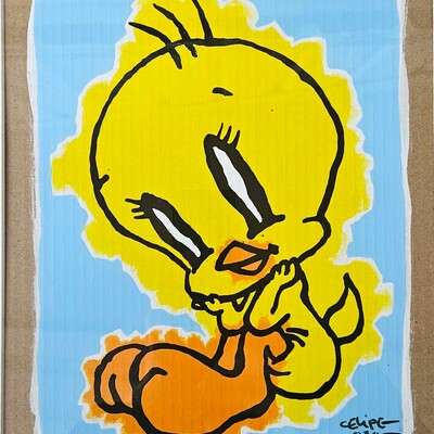 📺painting by celipe perroloco "corrupted yellow bird" 