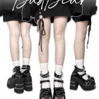 Japanese Retro Gothic Rivets Thick Heels High Heels - Thumbnail 5