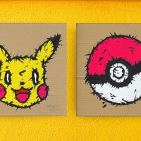 📺Diptych Drawing by Celipe Perroloco "Pikachu & Ball"  - Thumbnail 3