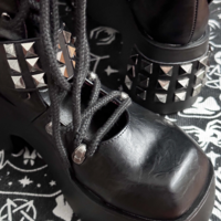 Gururu Punk Subculture Y2k Studded Black Boots - Thumbnail 4