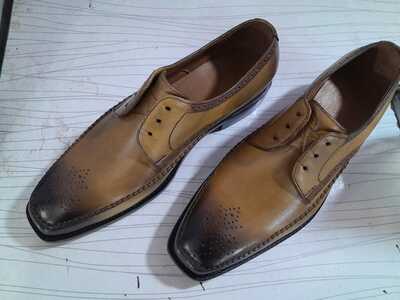 Best Selling Hand Stitch Two Tone Brogue Genuine Leather Lace Up Formal Shoes