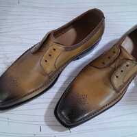 Best Selling Hand Stitch Two Tone Brogue Genuine Leather Lace Up Formal Shoes - Thumbnail 1