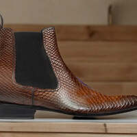 Men Handmade Python Textures Leather Chelsea Boots. Handmade Shoes for men - Thumbnail 1