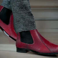 Men Handmade Python Textures Leather Chelsea Boots. Handmade Shoes for men - Thumbnail 3