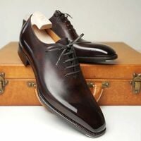 Hand Made Specially Design Gentlemen Edition Beautiful Toe Brown Leather Formal Lace Up Shoes - Thumbnail 1