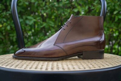Handmade Men Brown Leather Chukka Boot