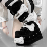 Warm Fluffy Bones Rivet Thick Bottom Bottoms - Thumbnail 5