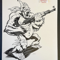 MACHINE-GUN GORILLA ink artwork - Thumbnail 1