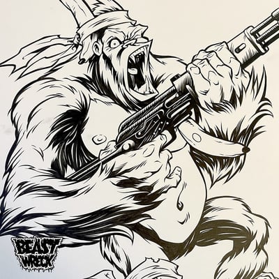 Machine-gun gorilla ink artwork - Thumbnail 3