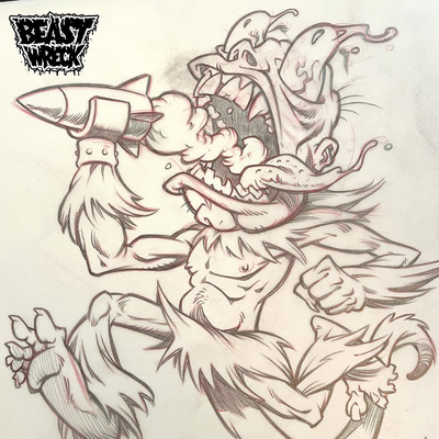 MISSILE-FIST MONSTER pencil artwork