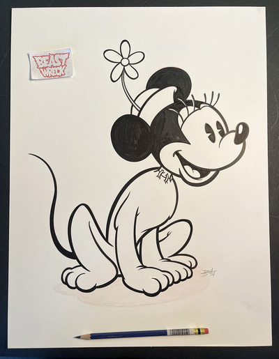 MARS ATTACKS MINNIE MOUSE ink artwork