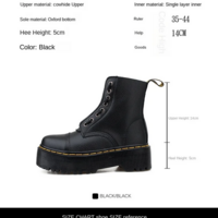 Black Leather Motorcycle Platform Boots - Thumbnail 4