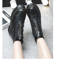 Black Leather Motorcycle Platform Boots - Thumbnail 3