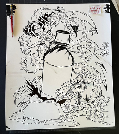 WORLD OF WARCRAFT MOUNTAIN DEW ink artwork