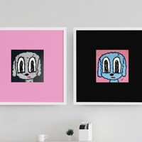 🐶 Diptych Painting "Glow in the dark eyes" by Celipe Perroloco - Thumbnail 6