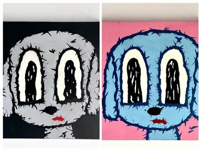 🐶 Diptych Painting "Glow in the dark eyes" by Celipe Perroloco
