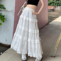 Boho Chic White Ruffled Skirt - Thumbnail 3
