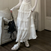 Boho Chic White Ruffled Skirt - Thumbnail 1