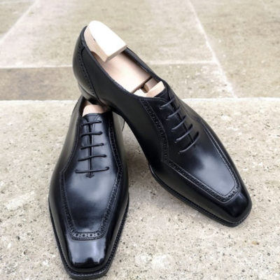 Handmade black calf leather oxford lace up dress shoes - Thumbnail 3
