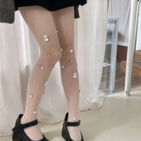 Crystals Black Sexy Pantyhose Women's Stockings - Thumbnail 6
