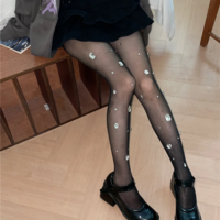 Crystals Black Sexy Pantyhose Women's Stockings - Thumbnail 3