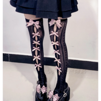JK Kawaii Lace Stockings Bow Knot Socks - Thumbnail 3