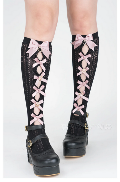 JK Kawaii Lace Stockings Bow Knot Socks